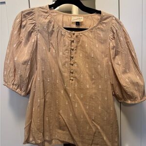 Universal Thread boho peasant top, beige/white, size medium